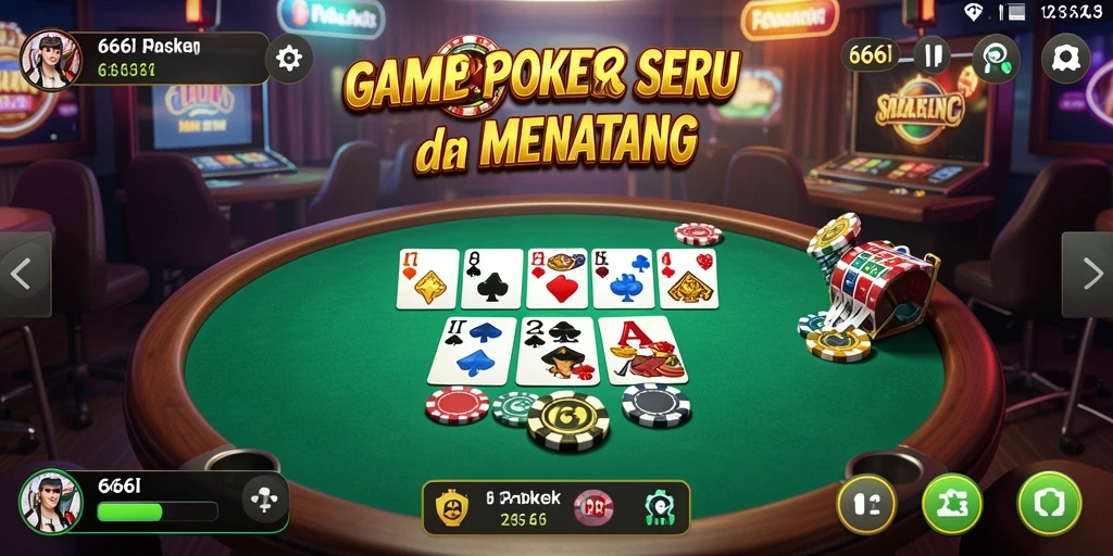 Tampilan gameplay Poker yang seru dan interaktif.