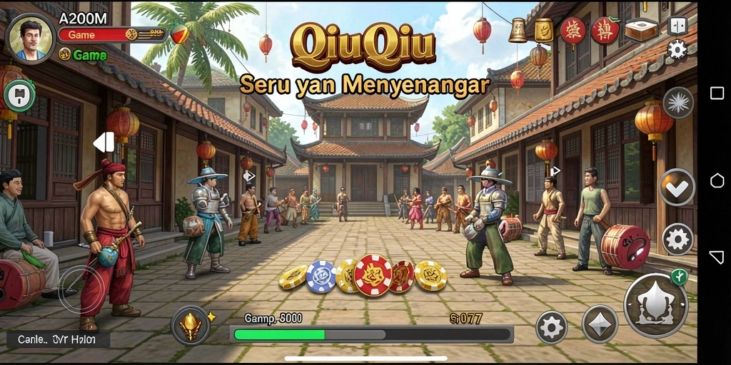 Screenshot A200M menunjukkan aksi seru saat bermain QiuQiu.