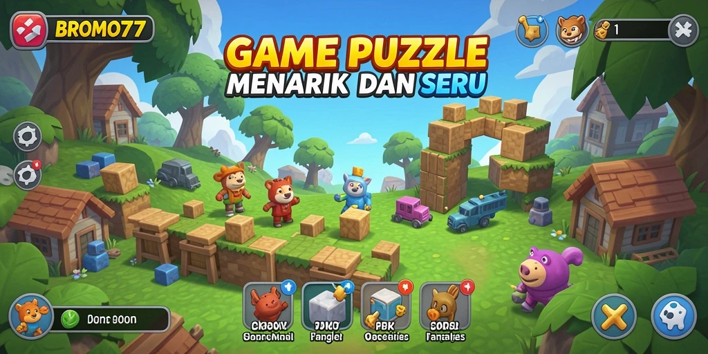 Screenshot gameplay BROMO77 menampilkan tantangan puzzle yang seru.