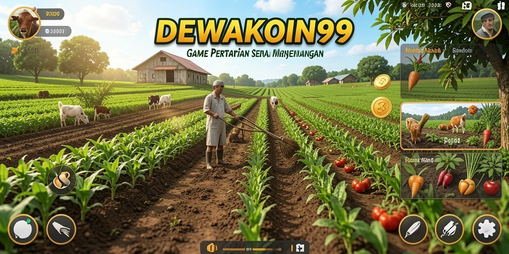Tampilan screenshot DEWAKOIN99 yang menampilkan aktivitas bertani yang menyenangkan.