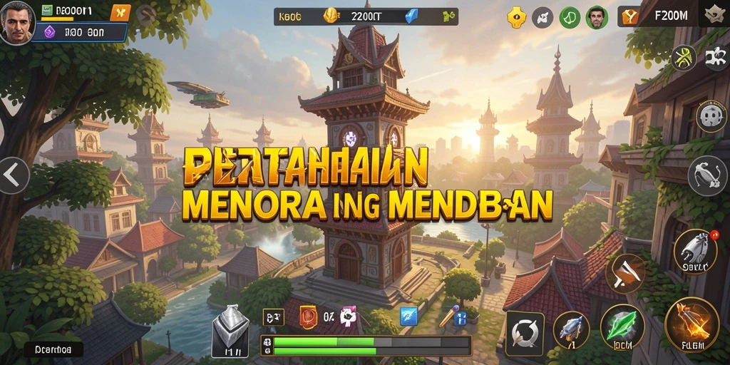 Screenshot F200M menampilkan aksi strategis dalam Tower Defense.