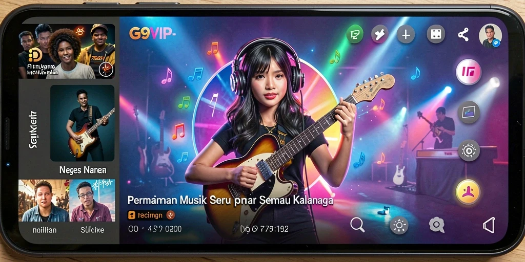 Tampilan screenshot utama G9VIP menampilkan gameplay seru dengan berbagai lagu.