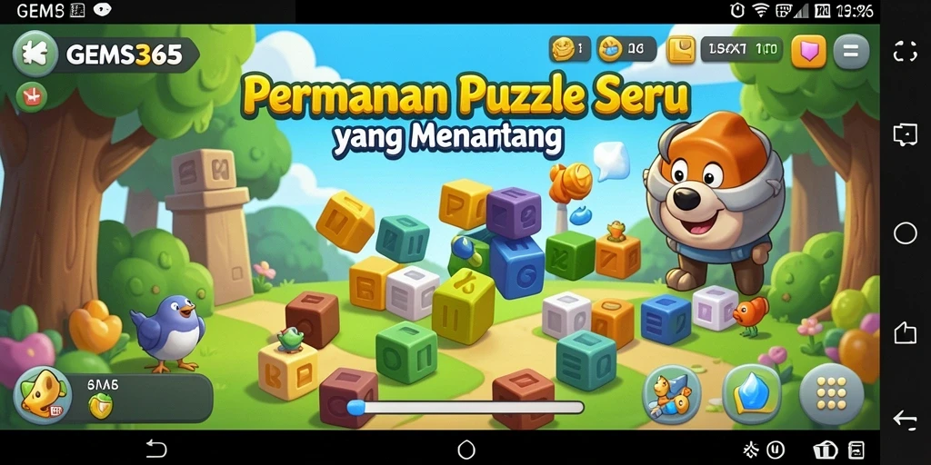 Tampilan gameplay GEMS365 yang menantang dan penuh warna.