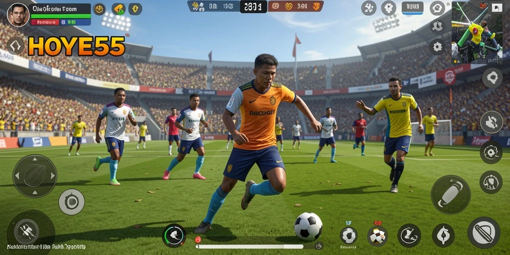 Screenshot gameplay HOYE55 menampilkan momen seru pertandingan olahraga.