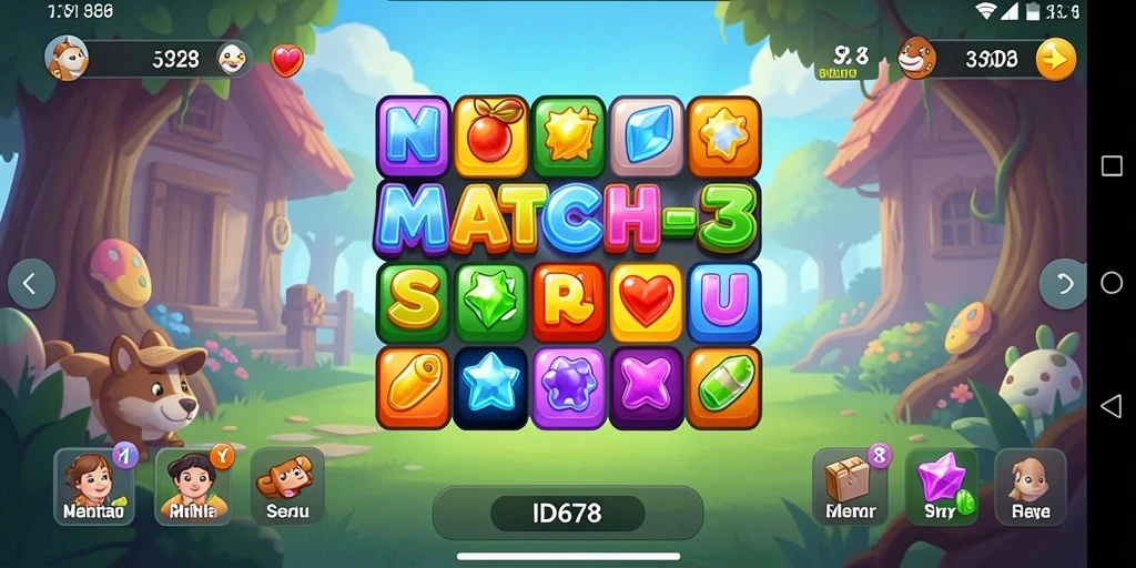 Tangkapan layar gameplay ID678 dengan elemen Match-3 yang mengasyikkan.