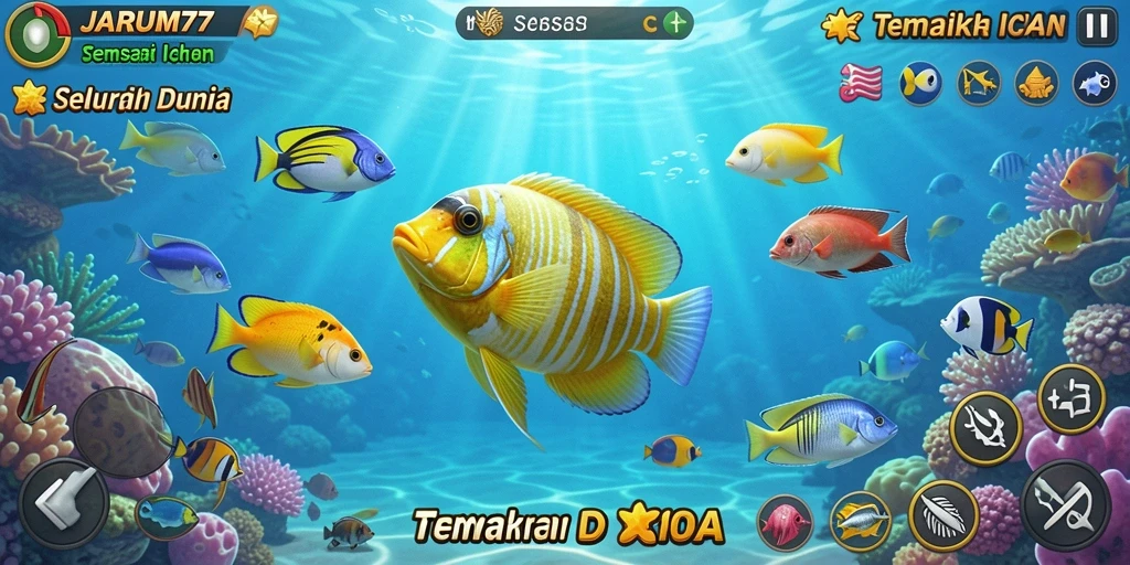 Tampilan gameplay menembak ikan yang seru di JARUM77.