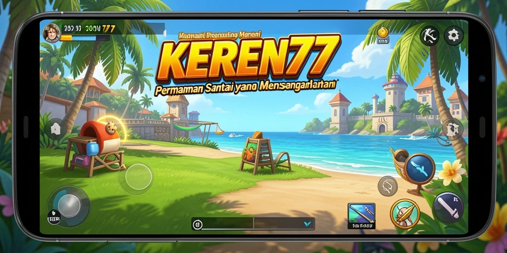 Tampilan gameplay KEREN77 yang ceria dan menghibur.
