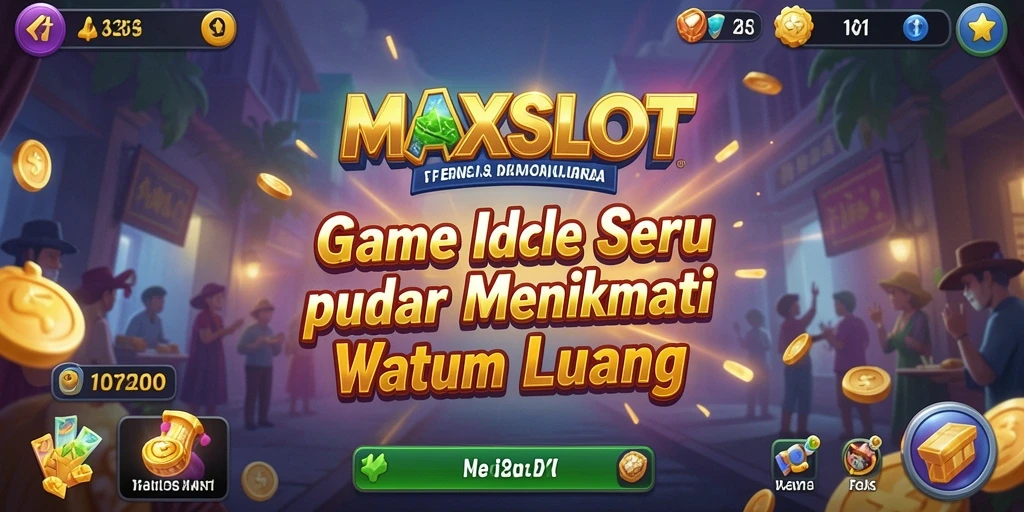 Tampilan gameplay MAXSLOT dengan slot berputar menarik dan koin yang meluncur.