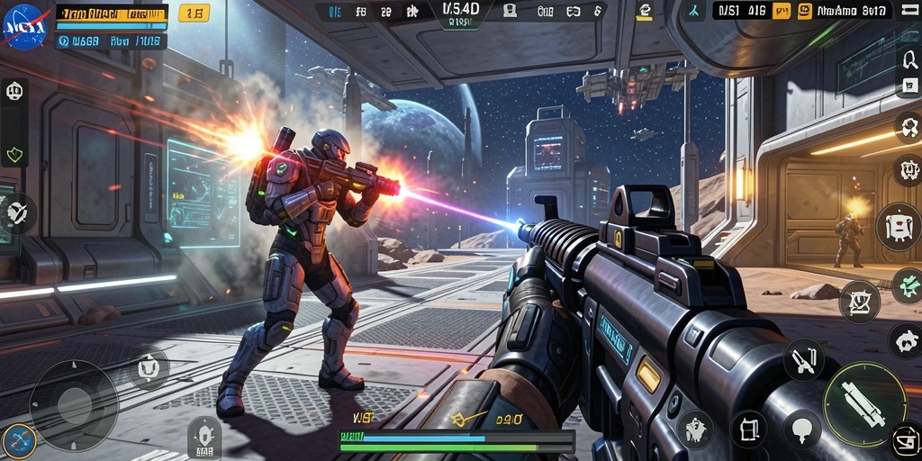 Tangkapan layar gameplay NASA4D dengan aksi menegangkan.