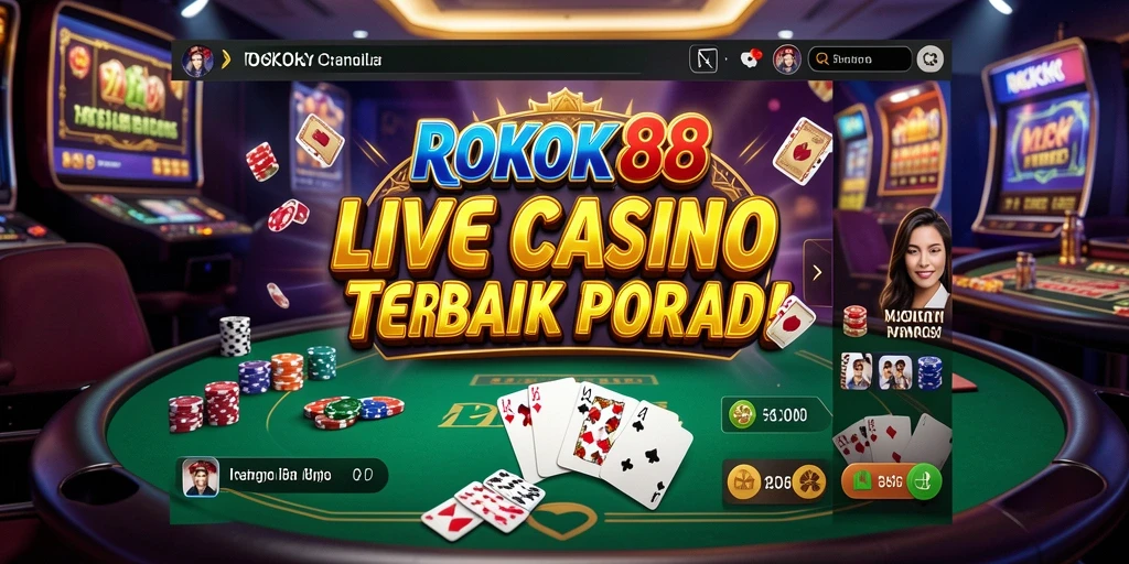Gameplay ROKOK88 menampilkan dealer langsung dalam suasana kasino nyata.