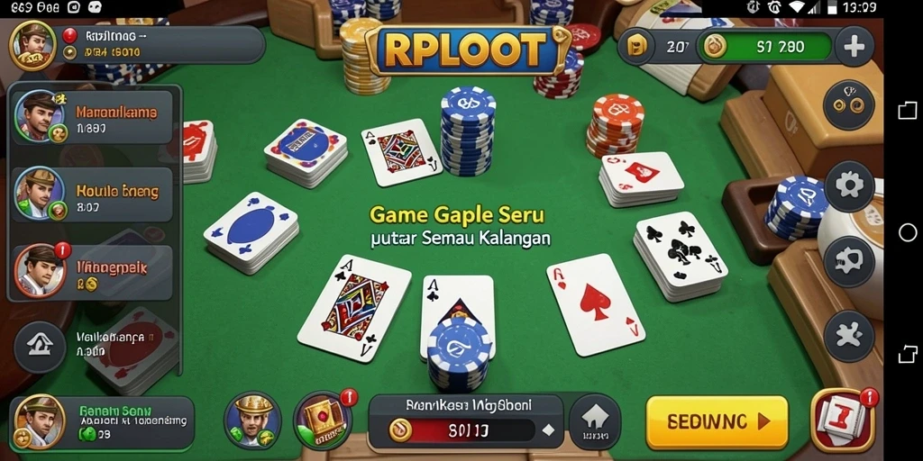 Tampilan gameplay seru di RPLOOT, menampilkan aksi permainan Gaple.