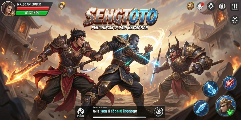 Screenshot gameplay SENGTOTO menampilkan pertarungan yang seru.