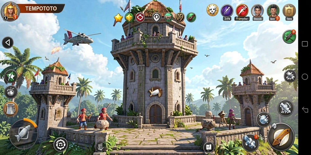 Tampilan gameplay Tower Defense TEMPOTOTO yang menegangkan dan seru.