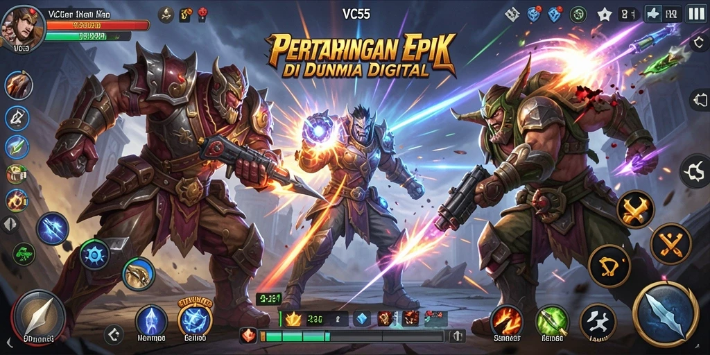Tampilan gameplay VC55 yang seru dengan pertarungan mendebarkan.